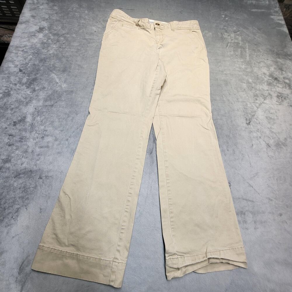 Old Navy Pants Womens 6 Beige Khakis Wide-Leg Twill Pockets Stretch Cuffed